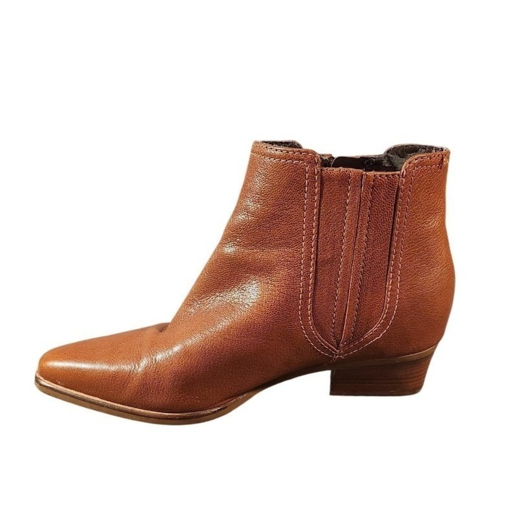 Cole Haan Boots Womens Size 8.5 Brown Leather Ankle Booties Low Heel Side Zip